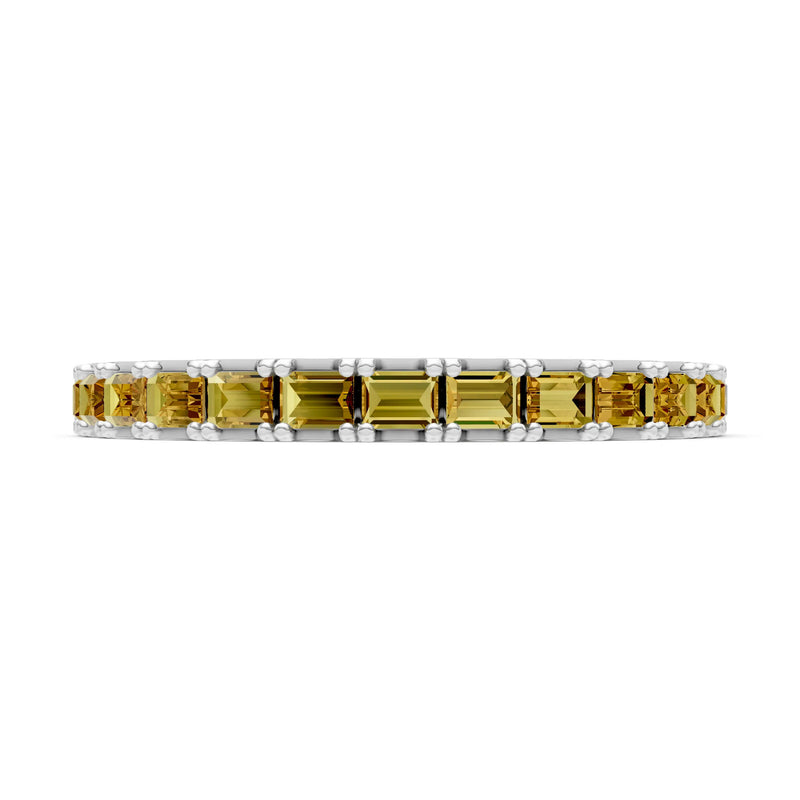 Citrine Straight Baguette Thin Half Eternity Band
