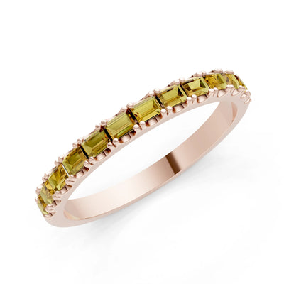 Straight Baguette Thin Half Eternity Gold Band