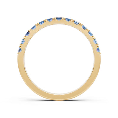 Straight Baguette Thin Half Eternity Gold Band