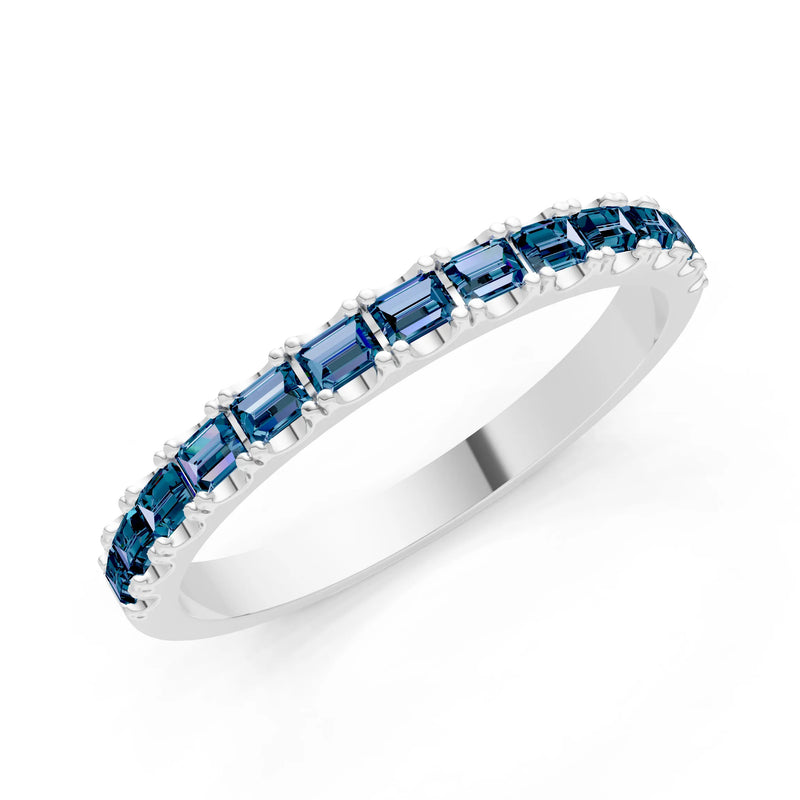 Alexandrite Straight Baguette Thin Half Eternity Band