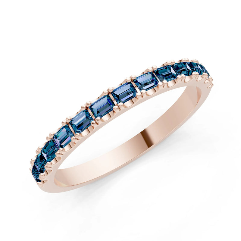Alexandrite Straight Baguette Thin Half Eternity Band