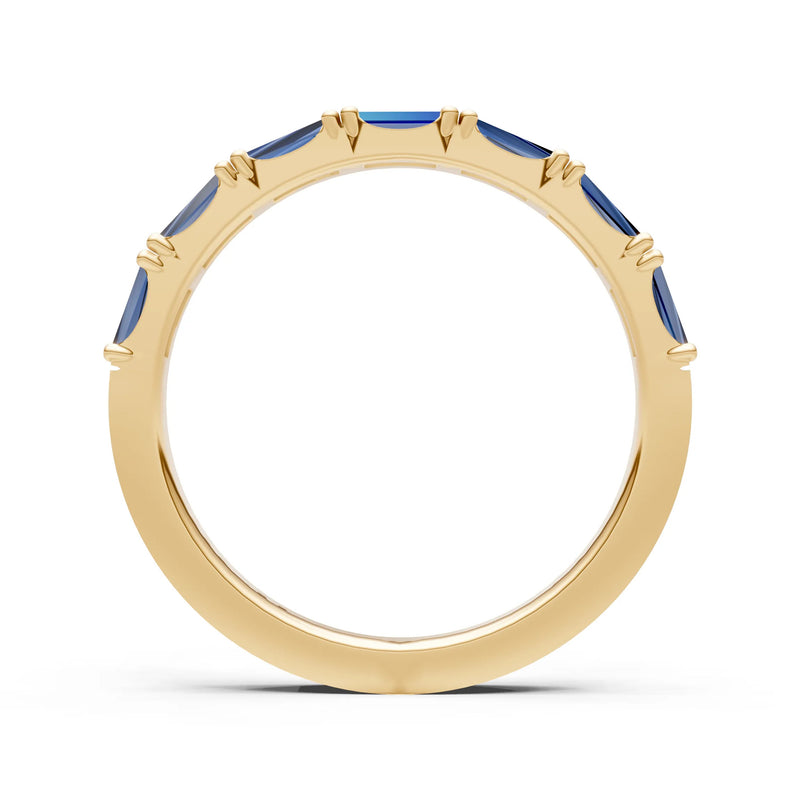 Blue Sapphire Straight Baguette Half Eternity Band