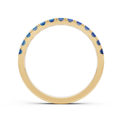 Blue Sapphire Straight Baguette Thin Half Eternity Band