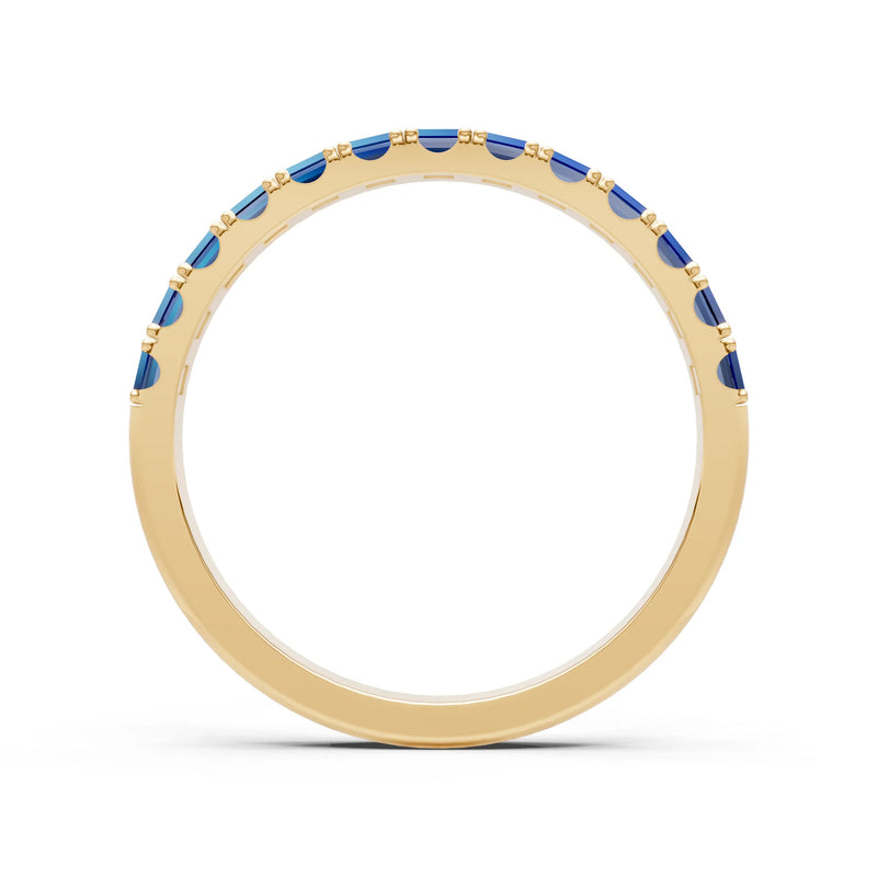 Blue Sapphire Straight Baguette Thin Half Eternity Band