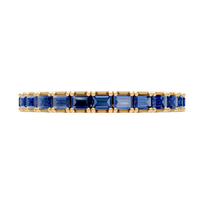 Blue Sapphire Straight Baguette Thin Half Eternity Band