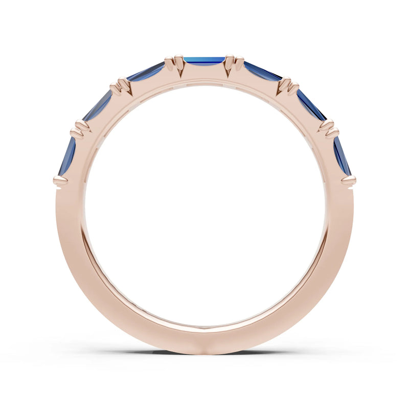 Blue Sapphire Straight Baguette Half Eternity Band