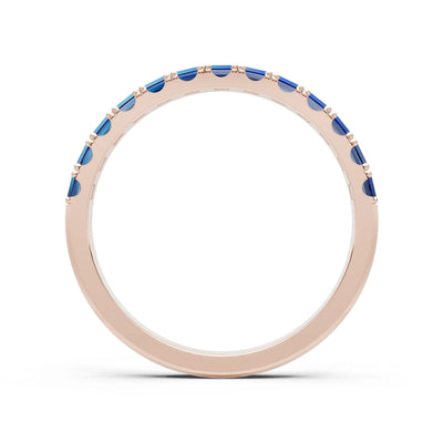 Blue Sapphire Straight Baguette Thin Half Eternity Band