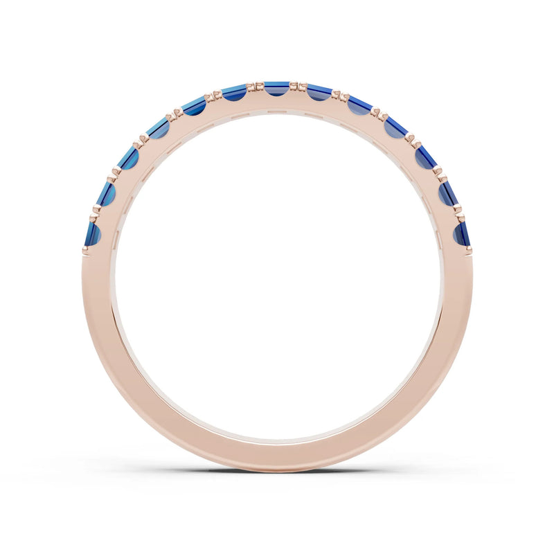Blue Sapphire Straight Baguette Thin Half Eternity Band