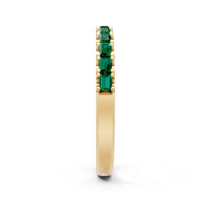 Emerald Straight Baguette Thin Half Eternity Band