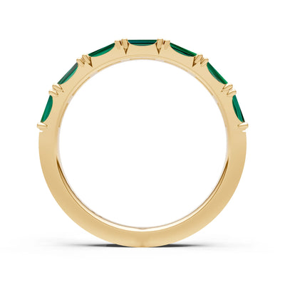 Emerald Straight Baguette Half Eternity Band