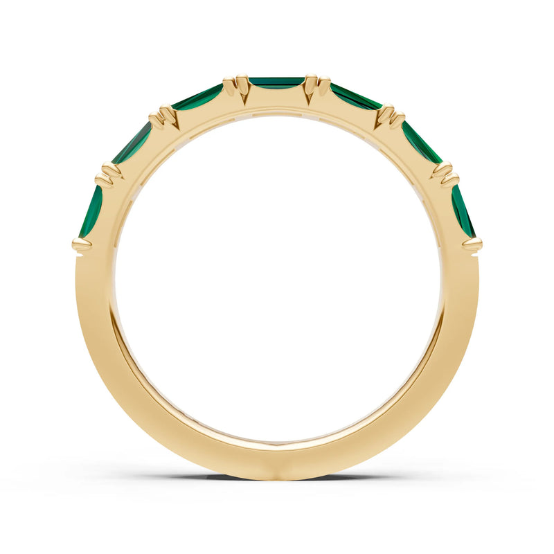 Emerald Straight Baguette Half Eternity Band
