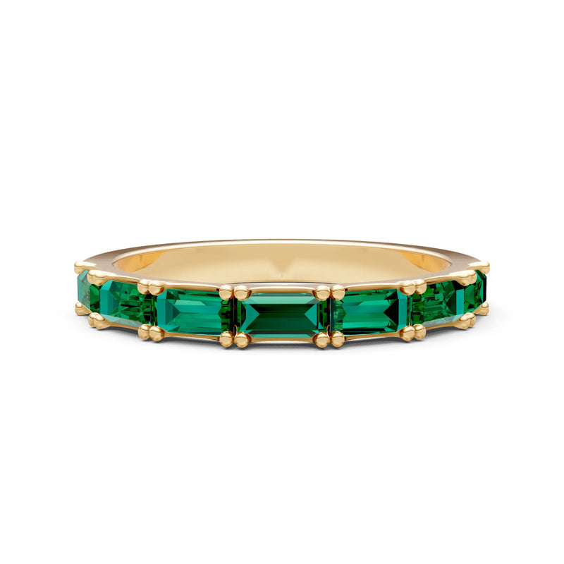 Emerald Straight Baguette Half Eternity Band