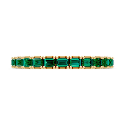 Emerald Straight Baguette Thin Half Eternity Band