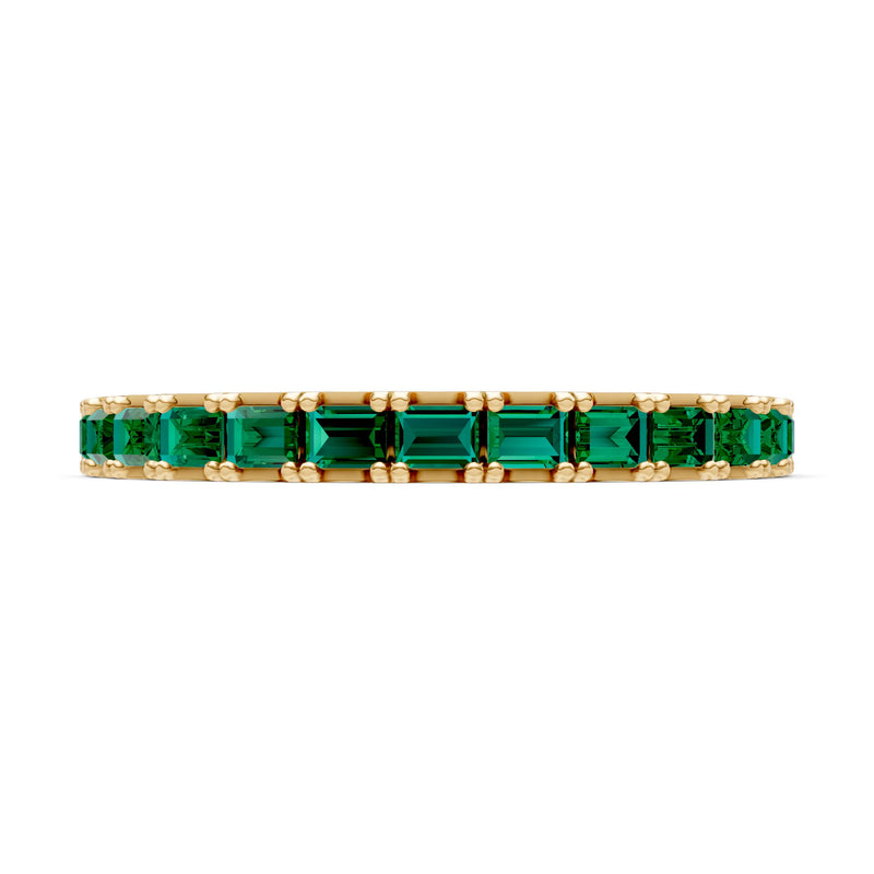 Emerald Straight Baguette Thin Half Eternity Band