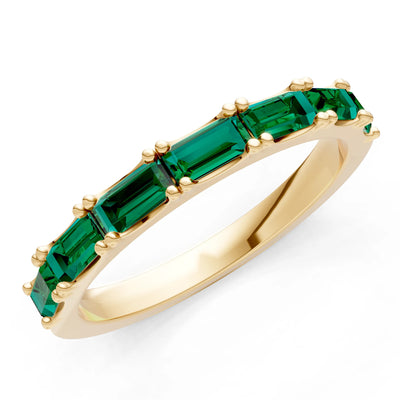 Emerald Straight Baguette Half Eternity Band