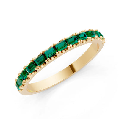 Emerald Straight Baguette Thin Half Eternity Band