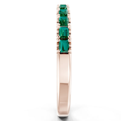 Emerald Straight Baguette Thin Half Eternity Band