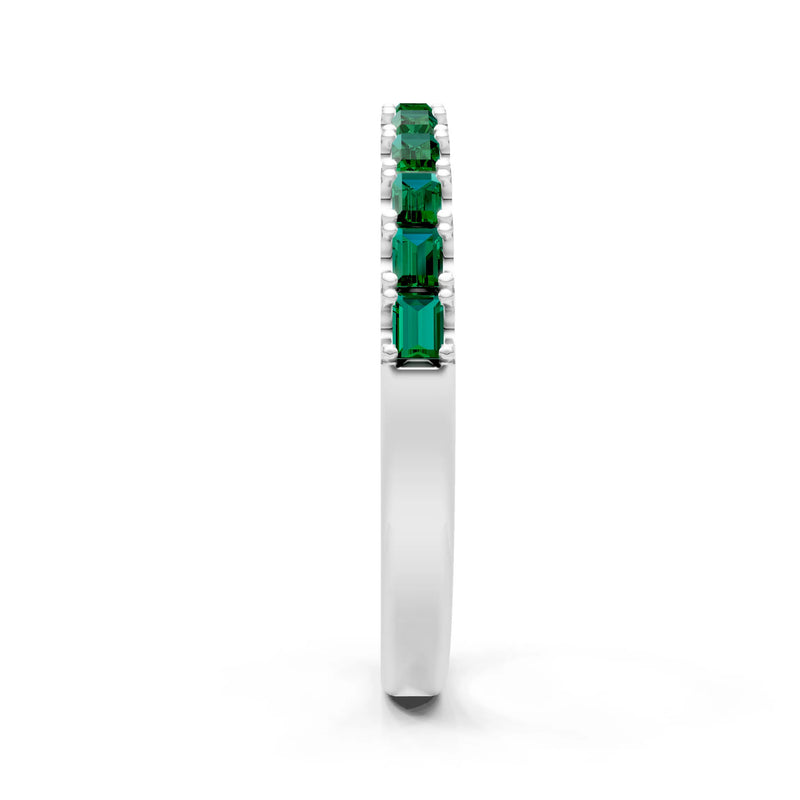 Emerald Straight Baguette Thin Half Eternity Band