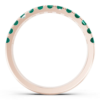 Emerald Straight Baguette Thin Half Eternity Band