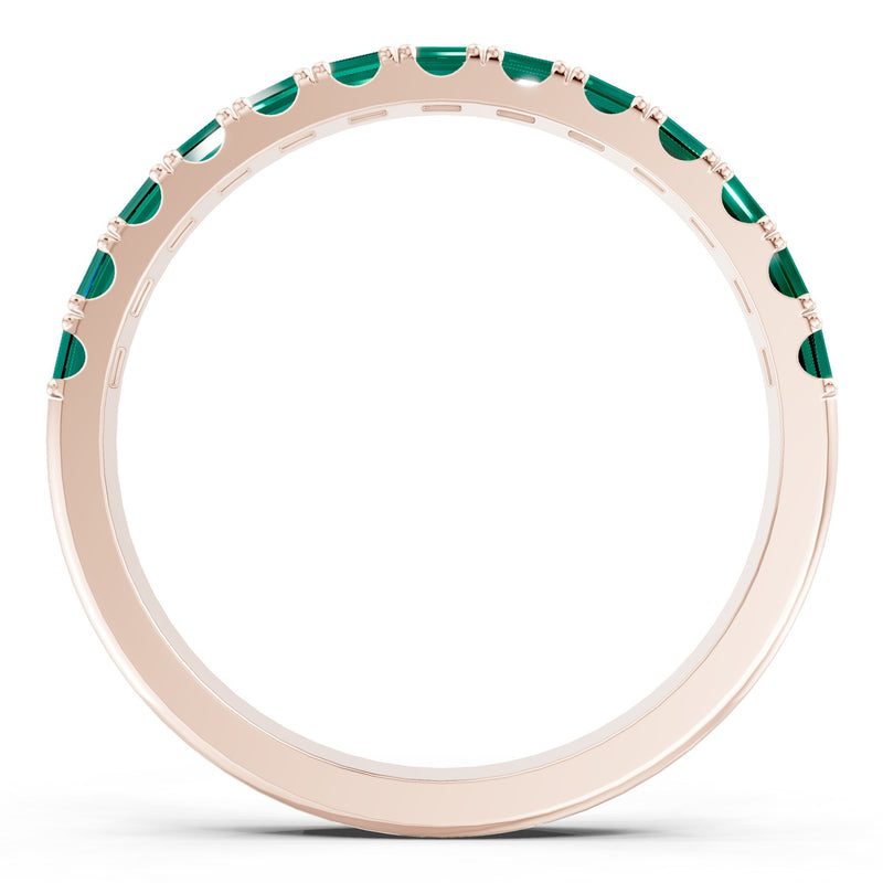 Emerald Straight Baguette Thin Half Eternity Band