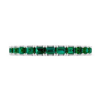 Emerald Straight Baguette Thin Half Eternity Band