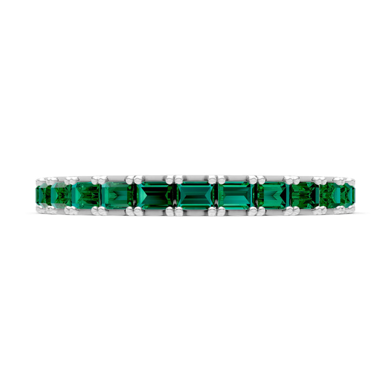 Emerald Straight Baguette Thin Half Eternity Band