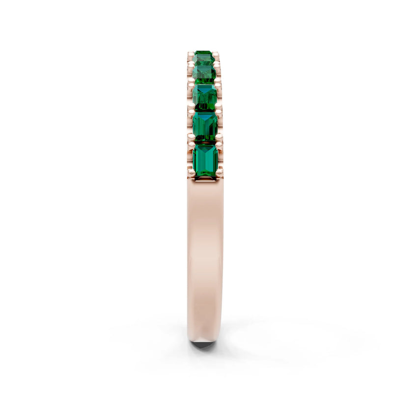 Emerald Straight Baguette Thin Half Eternity Band