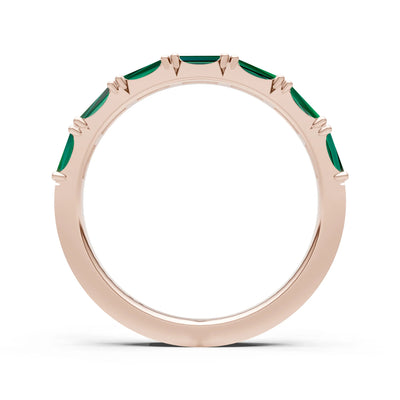 Emerald Straight Baguette Half Eternity Band