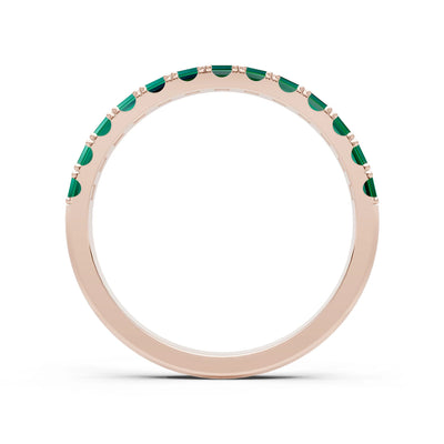 Emerald Straight Baguette Thin Half Eternity Band