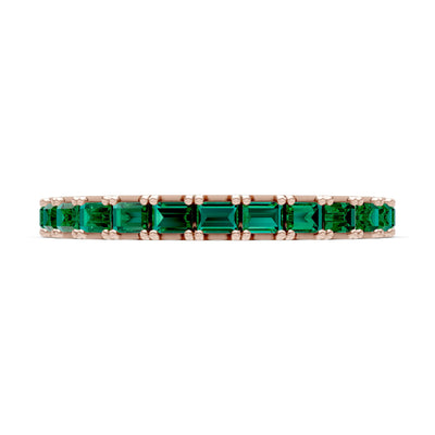 Emerald Straight Baguette Thin Half Eternity Band