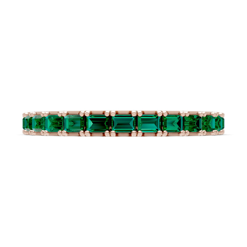 Emerald Straight Baguette Thin Half Eternity Band
