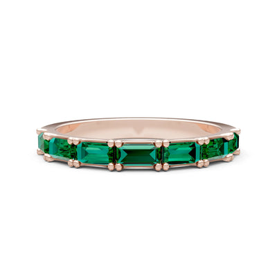 Emerald Straight Baguette Half Eternity Band