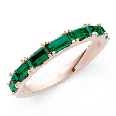 Emerald Straight Baguette Half Eternity Band