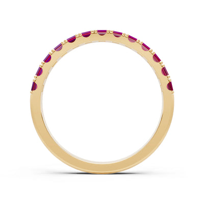 Ruby Straight Baguette Thin Half Eternity Band