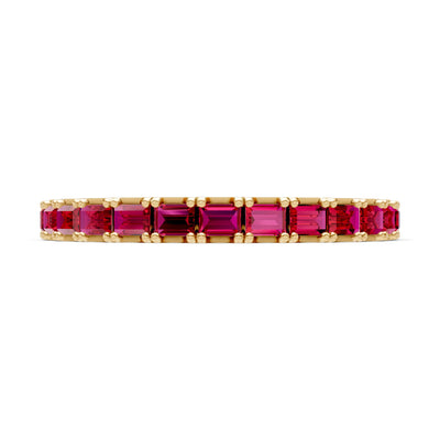 Ruby Straight Baguette Thin Half Eternity Band