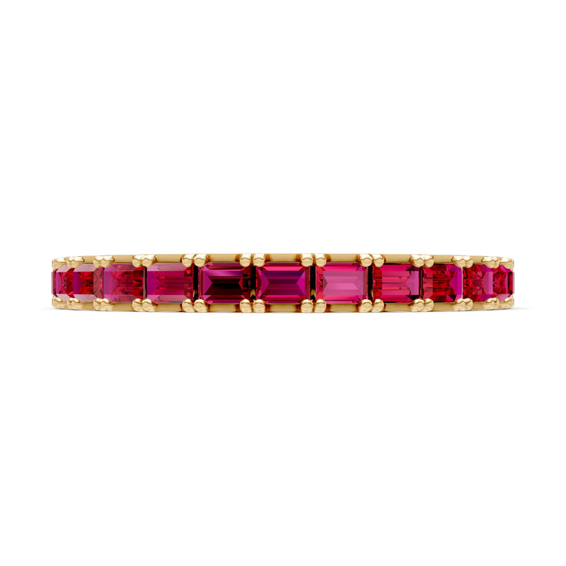 Ruby Straight Baguette Thin Half Eternity Band