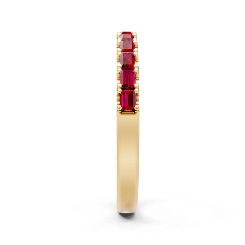 Ruby Straight Baguette Thin Half Eternity Band