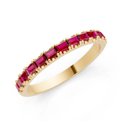 Ruby Straight Baguette Thin Half Eternity Band