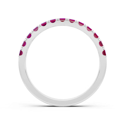 Ruby Straight Baguette Thin Half Eternity Band