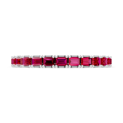 Ruby Straight Baguette Thin Half Eternity Band