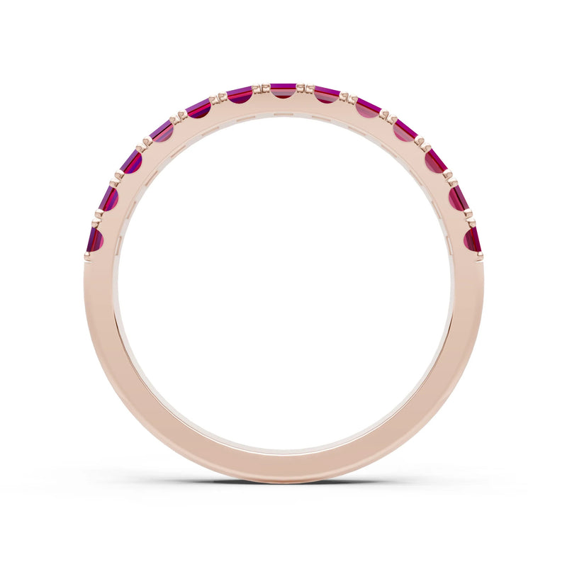 Ruby Straight Baguette Thin Half Eternity Band