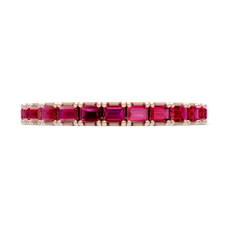 Ruby Straight Baguette Thin Half Eternity Band