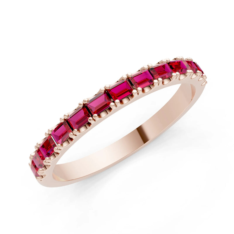 Ruby Straight Baguette Thin Half Eternity Band