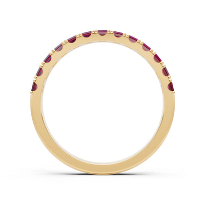 Garnet Straight Baguette Thin Half Eternity Band