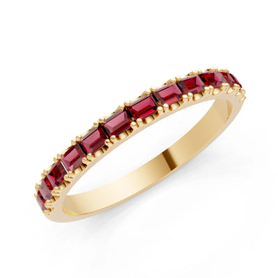 Garnet Straight Baguette Thin Half Eternity Band