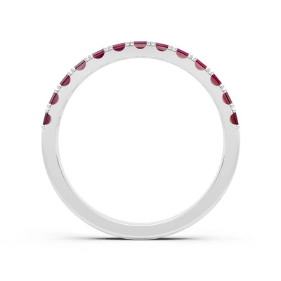 Garnet Straight Baguette Thin Half Eternity Band