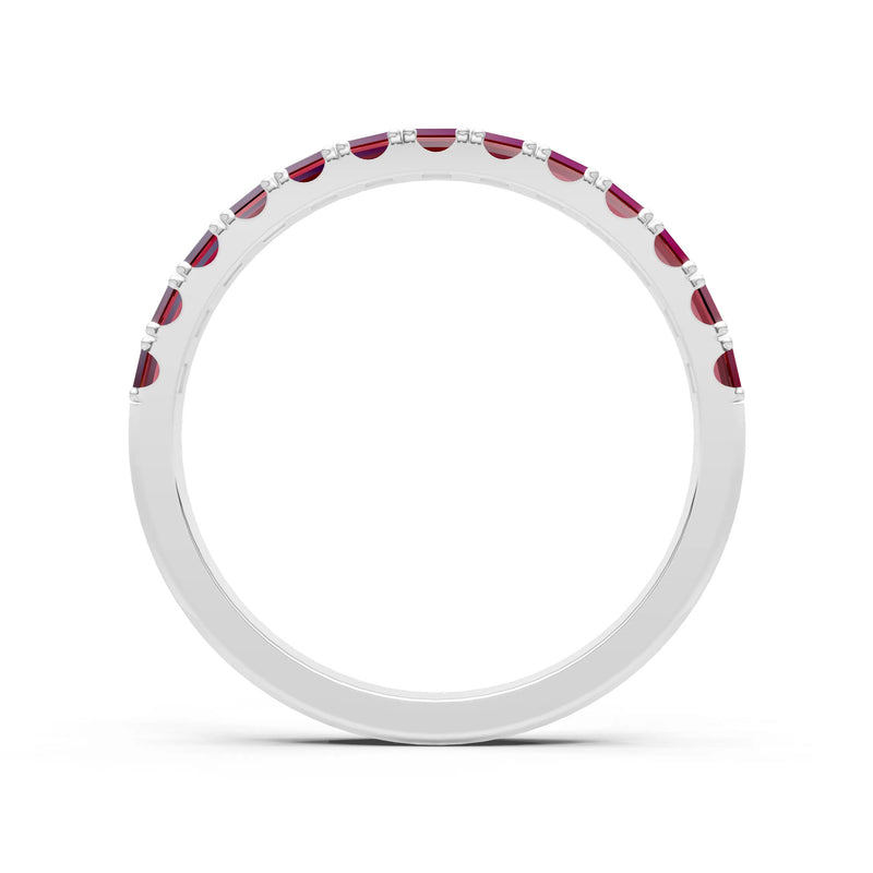 Garnet Straight Baguette Thin Half Eternity Band