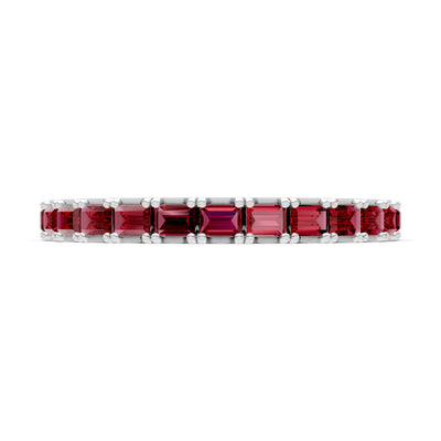 Garnet Straight Baguette Thin Half Eternity Band
