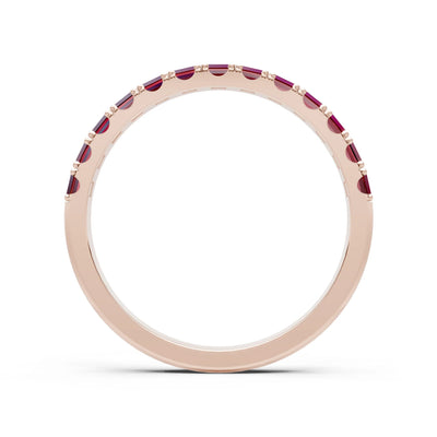 Garnet Straight Baguette Thin Half Eternity Band