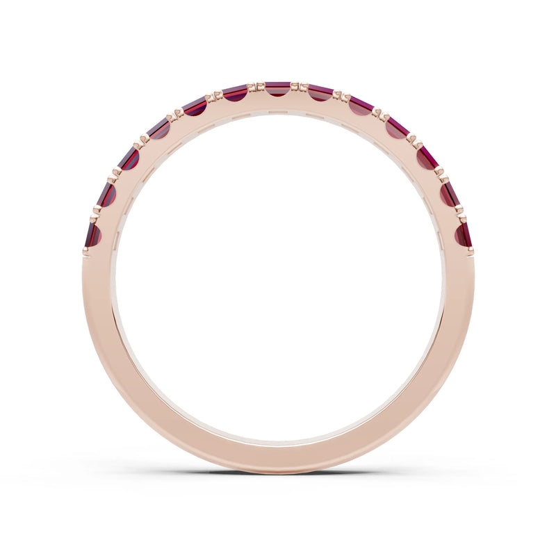 Garnet Straight Baguette Thin Half Eternity Band